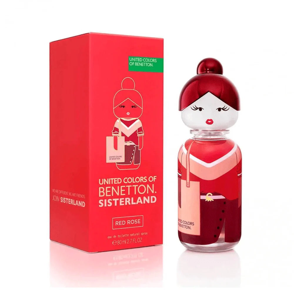 Benetton Sisterland Red Rose Eau de Toilette, Floral Fruity Fragrance For Women 80ml