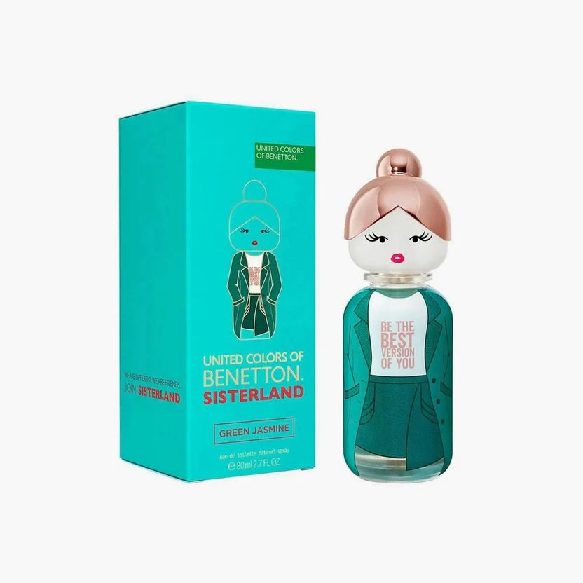 Benetton  Sisterland Green Jasmine Eau de Toilette, Floral Fruity Fragrance For Women 80ml