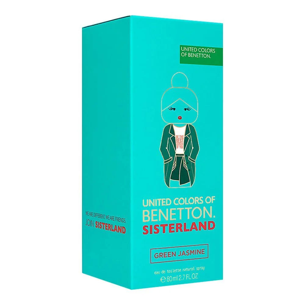 Benetton  Sisterland Green Jasmine Eau de Toilette, Floral Fruity Fragrance For Women 80ml