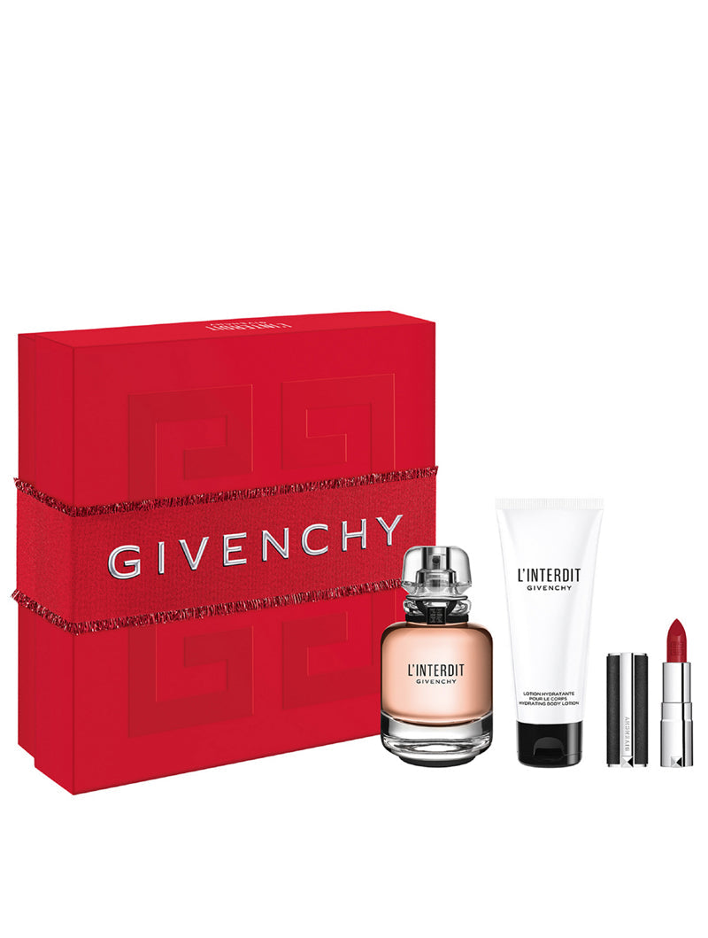 GIVENCHY L'INTERDIT FOR WOMEN SET EDP 80 ml + HYDRATING BODY LOTION 75 ml + LIPSTICK 1.5 g